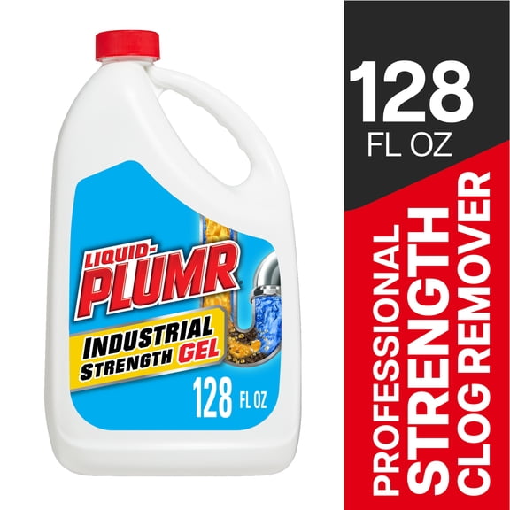 Liquid-Plumr Industrial Strength Drain Clog Remover Gel, Septic Safe, Unscented, 128 fl oz