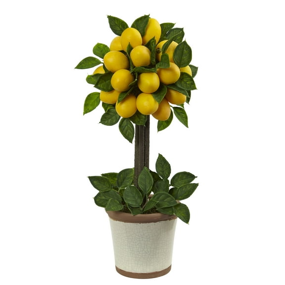 Nearly Natural 18” Lemon Ball Artificial Topiaries in Decorative Pot