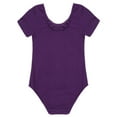 thumbnail image 4 of Sholeno Kids Girls Short Sleeve Gymnastics Leotard Ballet Dance One Piece Unitard Dancewear Bodysuit Dark Purple 4, 4 of 6