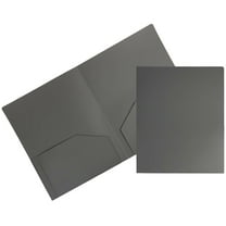 JAM Paper Heavy Duty Plastic 2 Pocket School Folders, Grey, 3/Pack