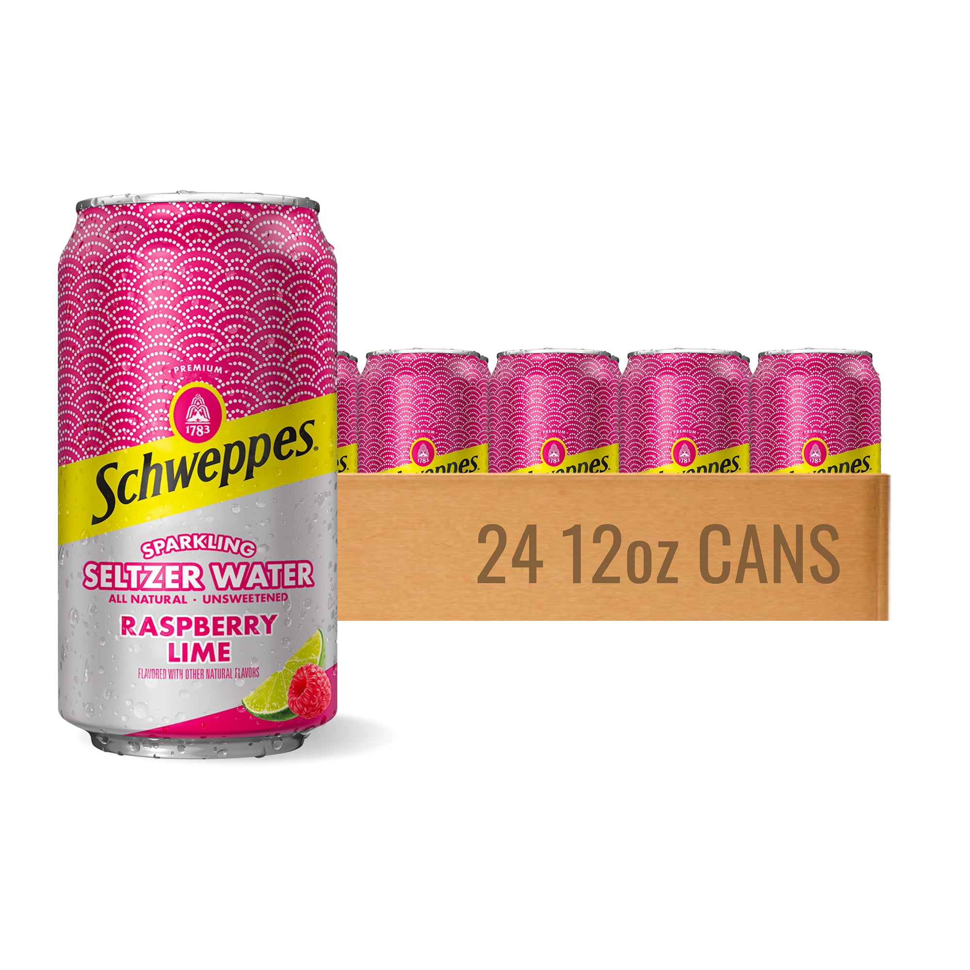 Schweppes Raspberry Lime Sparkling Seltzer Water 24, 12oz cans