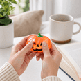 thumbnail image 3 of Halloween Pumpkin Squishy Toy, Orange Glitter Jack O Lantern Stress Ball with Green Stem, Slow Rising Fidget Toy, Sensory Squeeze Ball for Adults, Halloween Party Favor Gift, 3 of 4