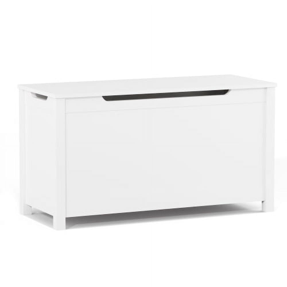 Large Wooden Toy Box for Toddlers, Multipurpose Storage Chest & Bench with Safety Lid, Organizer Cabinet for Kids Room and Nursery, White