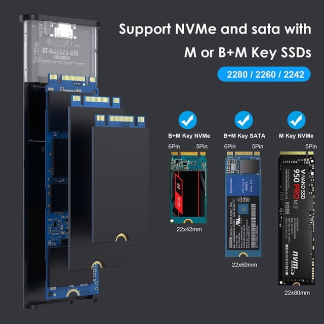 Estuche para disco duro de 10 Gbps sin herramientas para SSD 2230/2242/2260/2280 M.2 (NVME con CC) Ndcxsfigh Para estrenar