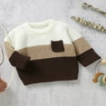 thumbnail image 4 of Bébé Garçon Filles Tricot Pull Contraste Couleur Chaud Pull Manches Longues Vêtements d'Hiver d'Automne, 4 of 8