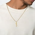 thumbnail image 4 of 14K Solid Yellow Gold Cornicello Italian Horn Necklace Lucky Protection Amulet Pendant Chilli Pepper Charm with chain 24inch, 4 of 8