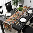 thumbnail image 5 of Orange Yellow Black Botanical Table Runner Cotton Linen 36 Inch Holiday Dresser Scarves, Spring Floral Modernism Tablerunner for Kitchen Coffee Dining Bedroom Dinner Scarf Décor 13''x36'', 5 of 9