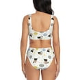 thumbnail image 3 of Kdxio Cute Cat Print Women's 2 Piece High Waisted Wrap Spaghetti Strap Summer Swimsuit Bikini Set-Medium, 3 of 7