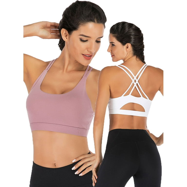 FOCUSSEXY Medium Support Sports Bra for Women with Removable Cups for  Running Workout Gym 