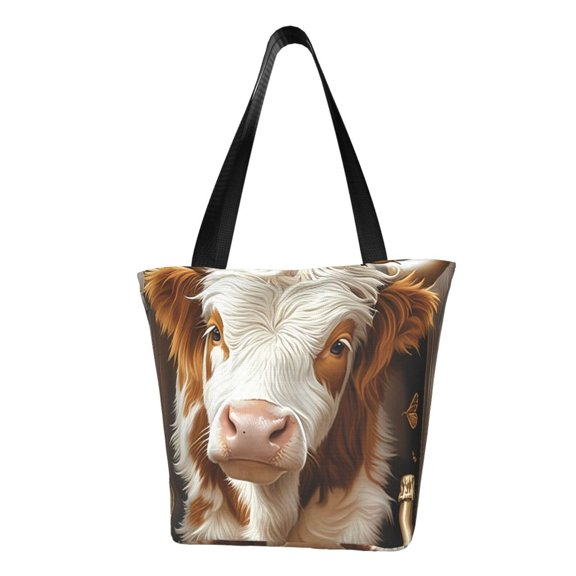 JUNZAN Rustic Cow Butterflies Champagne for Shoulder Bag for Women,Tote Bag With Zipper Travel Large Shoulder Bag Handbag Crossbody Purse Ladies for Work