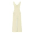 thumbnail image 5 of pstuiky Wide Leg Jumpsuits for Women Solid Color Backless Strap Casual Sleeveless Romper with Pockets for Summer, Party Fashion Summer Outfits Clothes, 5 of 8