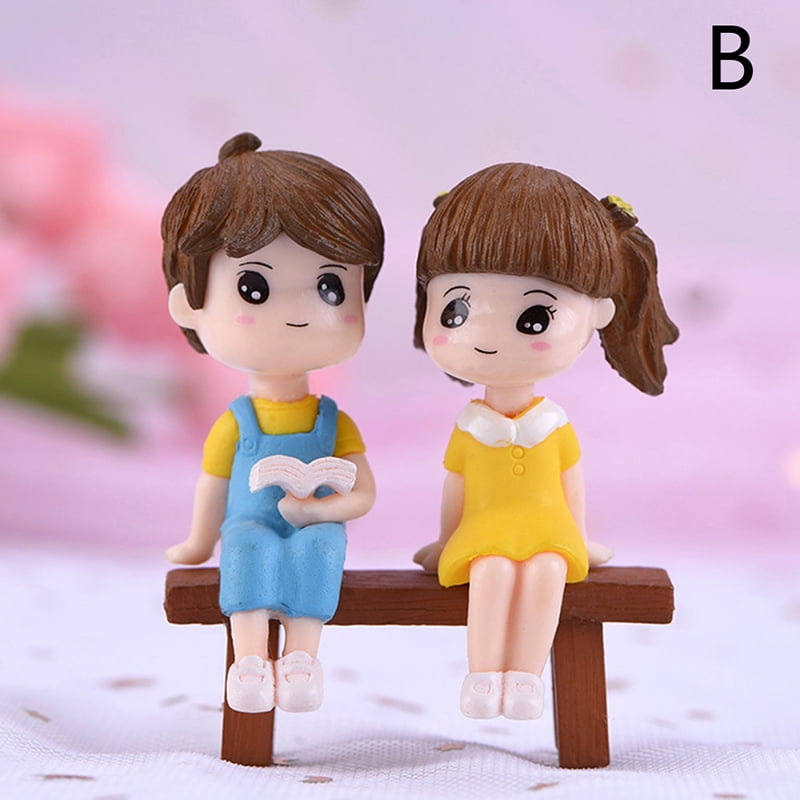 1 Set Sweety Lovers Couple Chair Figurines Miniatures Fairy Garden Resin Crafts 