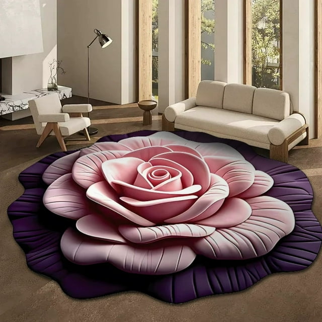 3D Floral Diatomaceous Earth Floor Mat Non- Super Absorbent Quick-Dry Bath Rug for Living Room Bedroom Entryway Sofa Area