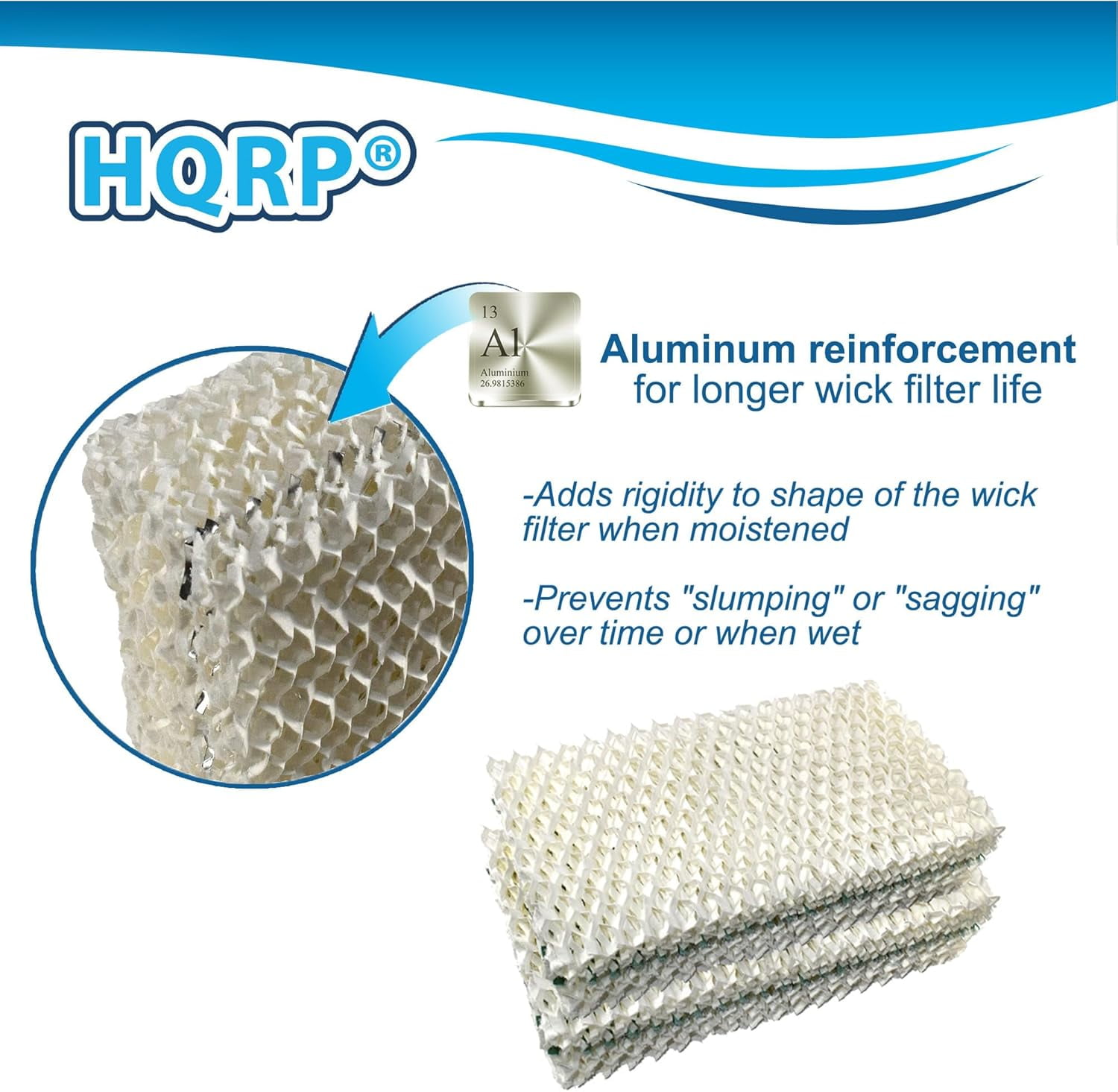 HQRP 6-pack Wick Filter for Essick Air EA1201 / EA1208 Triangle Mini Console Humidifiers, HDC-311 Replacement