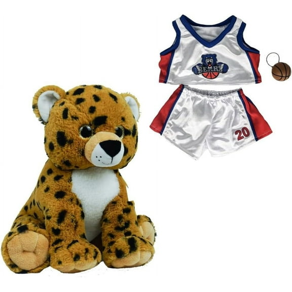 Cheetah (Eco) 16-Inch Plush with Basketball Outfit Cute Furry Stuffed Toy for Sports Fans