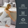 thumbnail image 6 of CGK Linens 400 Thread Count Extra Deep Pocket Single Fitted Sheet Only - Queen Size 100% Cotton Sateen Bottom Sheet, Fits 18"-24" Mattresses, Cream, 6 of 7
