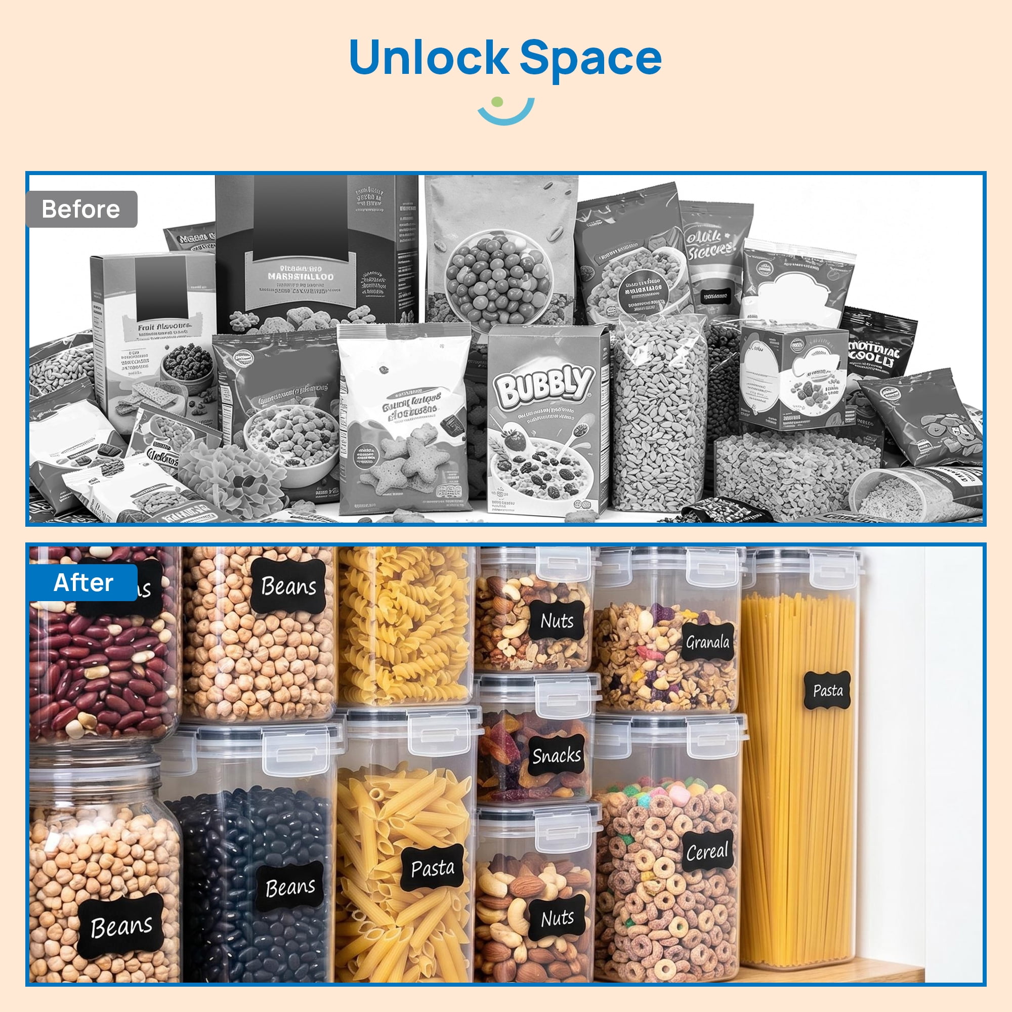 Sindcom, Airtight Food Storage Containers Set, 7pcs, Black