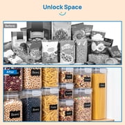 Sindcom Airtight Food Storage Containers Set, 14pcs Plastic Kitchen and Pantry Organization Canisters, Black