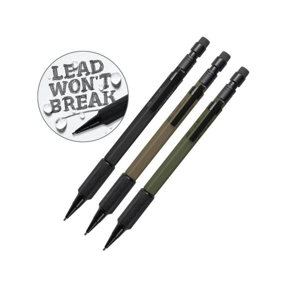 Rite in the Rain Mechanical Pencil, Black Lead, 3 Pk, FDE/Black/Olive Drab, TAC1