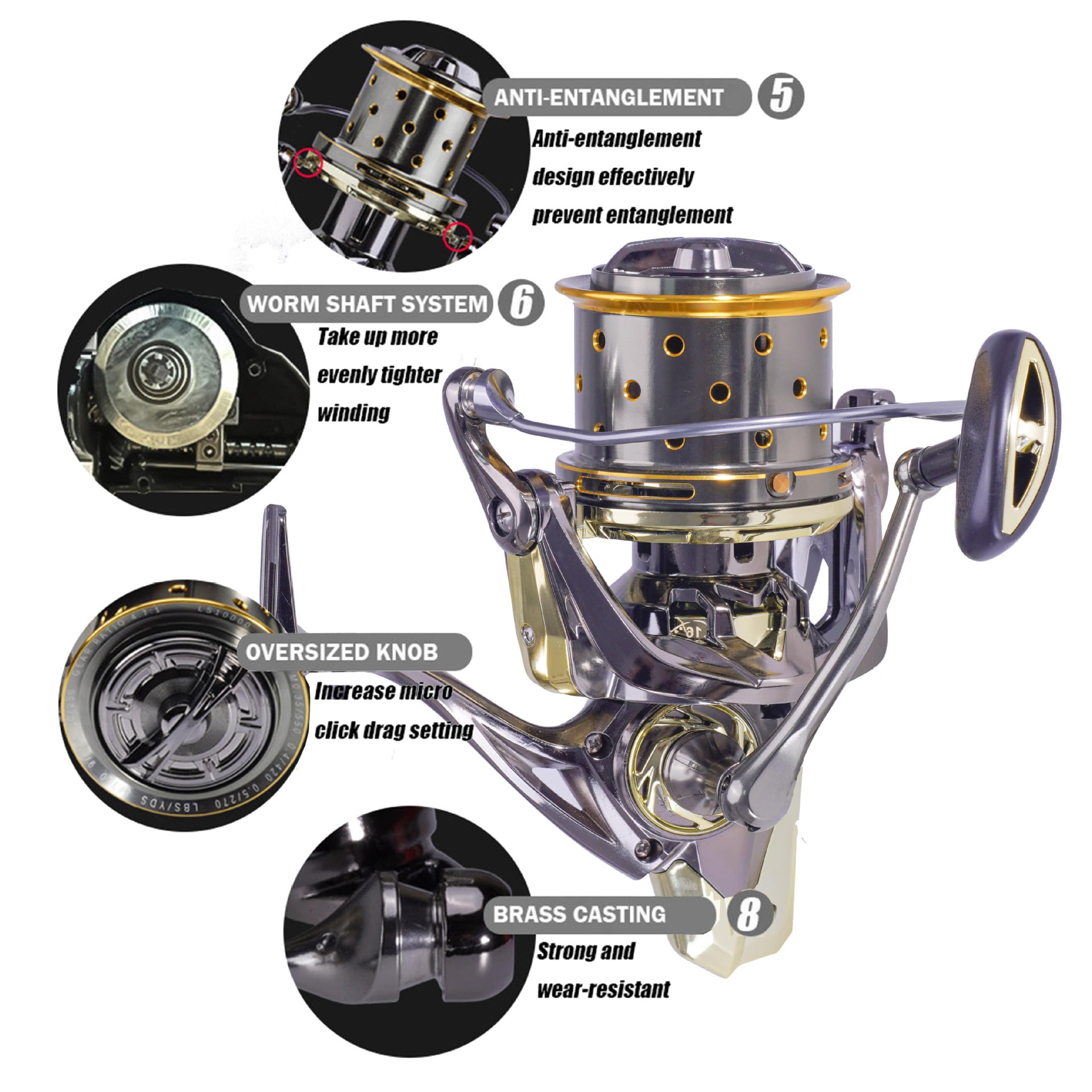 Full Metal Fishing Reel Freshwater Spinning Coil Saltwater Carp 16+1BB Max Drag 25kg Peche De La Carpe Moulinet Peche