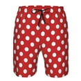 thumbnail image 4 of Kll Red Polka Dot Men'S Casual Summer Beach Shorts Hawaiian Shorts With Pockets-Large, 4 of 9
