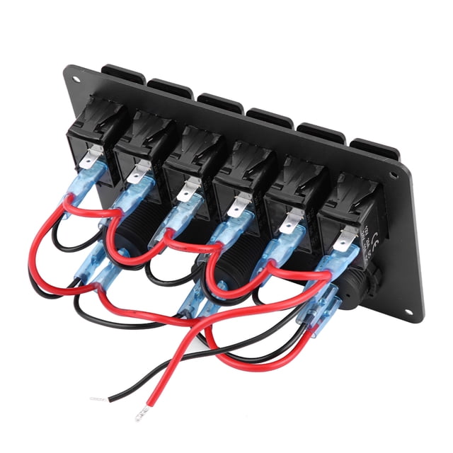 Interruptor basculante, panel de interruptores para barco de 6 entradas, 12 V y 24 V, panel de interruptores LED de 6 entradas, fabricado para durar