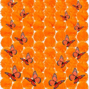 5 Pack 5 Foot Artificial Orange Marigold Flower Garlands with Butterfly