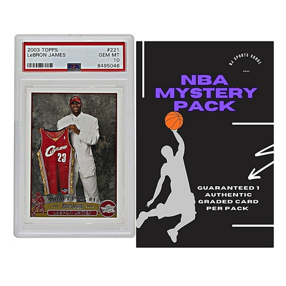 NBA Basketball PSA Graded Card Mystery Pack | Grade 8+ Guaranteed | Contains One Graded Vintage, Rookie, Legend or Current Star