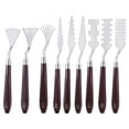 thumbnail image 1 of Uxcell 1 Set E1-E9 Cuchillo de Paleta de Pintura de Plástico de Acero Inoxidable Espátula de Arte Herramientas de Raspado de Paleta Rojo Plata, 1 of 7