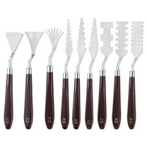 Uxcell 1 Set E1-E9 Plastic Painting Palette Knife Stainless Steel Art Spatula Painting Pallet Scrapers Tools Red Silver