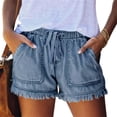 thumbnail image 1 of Minnieouse Pantalones cortos de mezclilla suaves para mujer, pantalones cortos de tela vaquera para niñas y adolescentes, ropa de verano para mujer Prendas para la parte inferior del cuerpo Azul S Minnieouse AP010851-11, 1 of 5