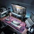 thumbnail image 7 of Extended Large Gaming Mouse Pad, Cute Pink Cyberpunk Lofi Large Desk Mat for Desktop, Non-Slip Rubber Base Stitched Edges Long Computer Keyboard Desk Pad Mouse Mat for Gaming Home Office 35.4"X15.7", 7 of 7