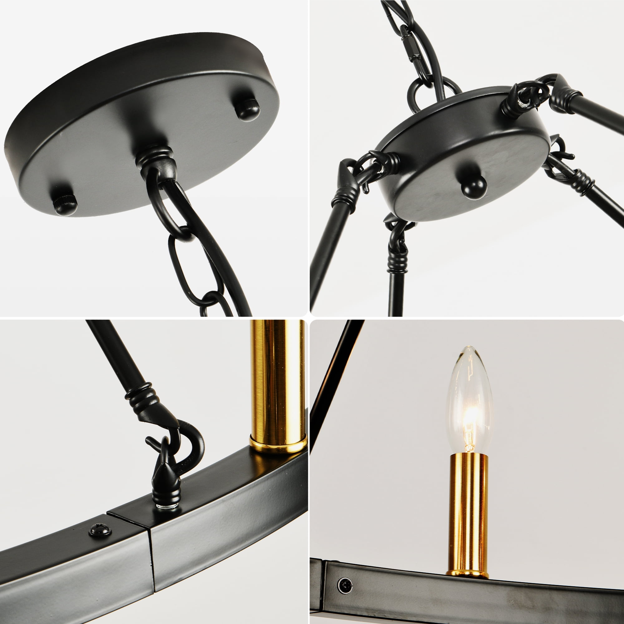 LovingAHome 6-Lights Gold Industrial Wagon Wheel Chandelier Light Fixture for Foyer Dining Room Kitchen Living Room Entryway