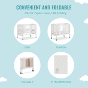 Dream On Me 2-in-1 Folding Portable Mini Crib, White