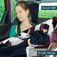 thumbnail image 6 of PAVILIA Travel Blanket and Pillow,  Arms Opening Airplane Blankets for Adults, Compact Plane Blanket with Arm Hole 2-in-1 Bag for Flight Car Camping Fit in Luggage Backpack Traveler Gift, Navy Blue, 6 of 9