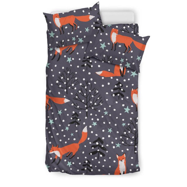 Juego de cama Fox Snow Winter Pattern