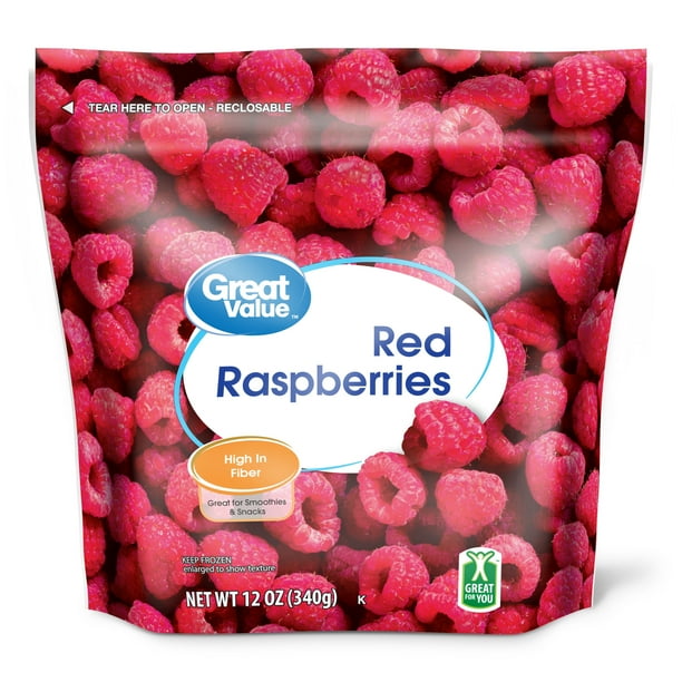 Great Value Frozen Whole Red Raspberries, 12oz Resealable Bag Walmart