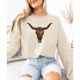 thumbnail image 3 of Western Longhorn Skull Sweatshirt for Women Vintage Cow Skull Graphic Pullover Sand Sweatshirt Adult X-Large, 3 of 7