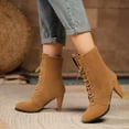 thumbnail image 4 of B91xZ Bottes à Plateforme pour Femmes Bottes Chelsea Mode Confort Talon Bas Bottines, Marron 8, 4 of 5