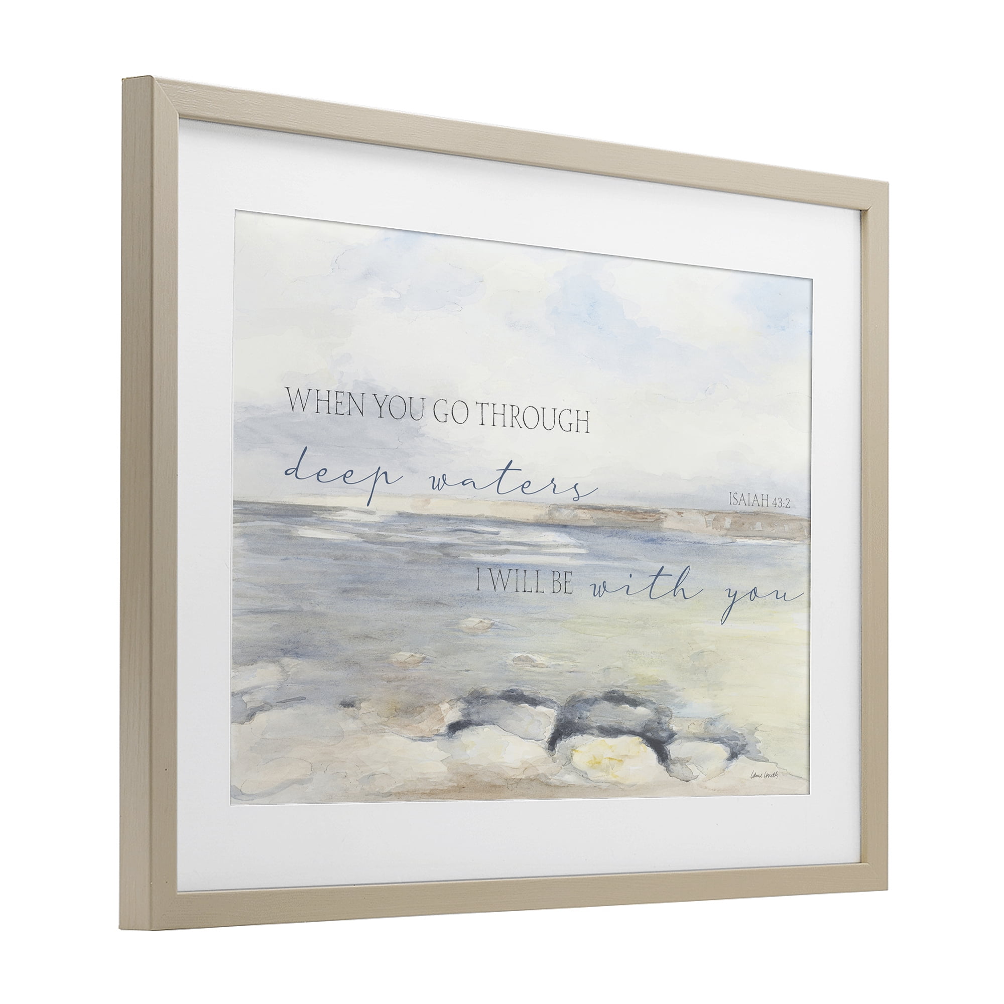 Stupell Industries Deep Waters Isaiah 43:2 Birch Framed Print Under Glass, design by Lanie Loreth