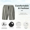thumbnail image 3 of Balery Black And White Thick Stripes Bañador para hombre, shorts de playa de secado rápido con entrepierna y forro de compresión-Small, 3 of 6