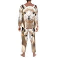 thumbnail image 7 of Salouo Cute Alpaca in Daze Print Button-Front Long Sleeve Pajama Set for Men, Soft 2Pjs Men's Long Sleeve Sleepwear -Small, 7 of 7