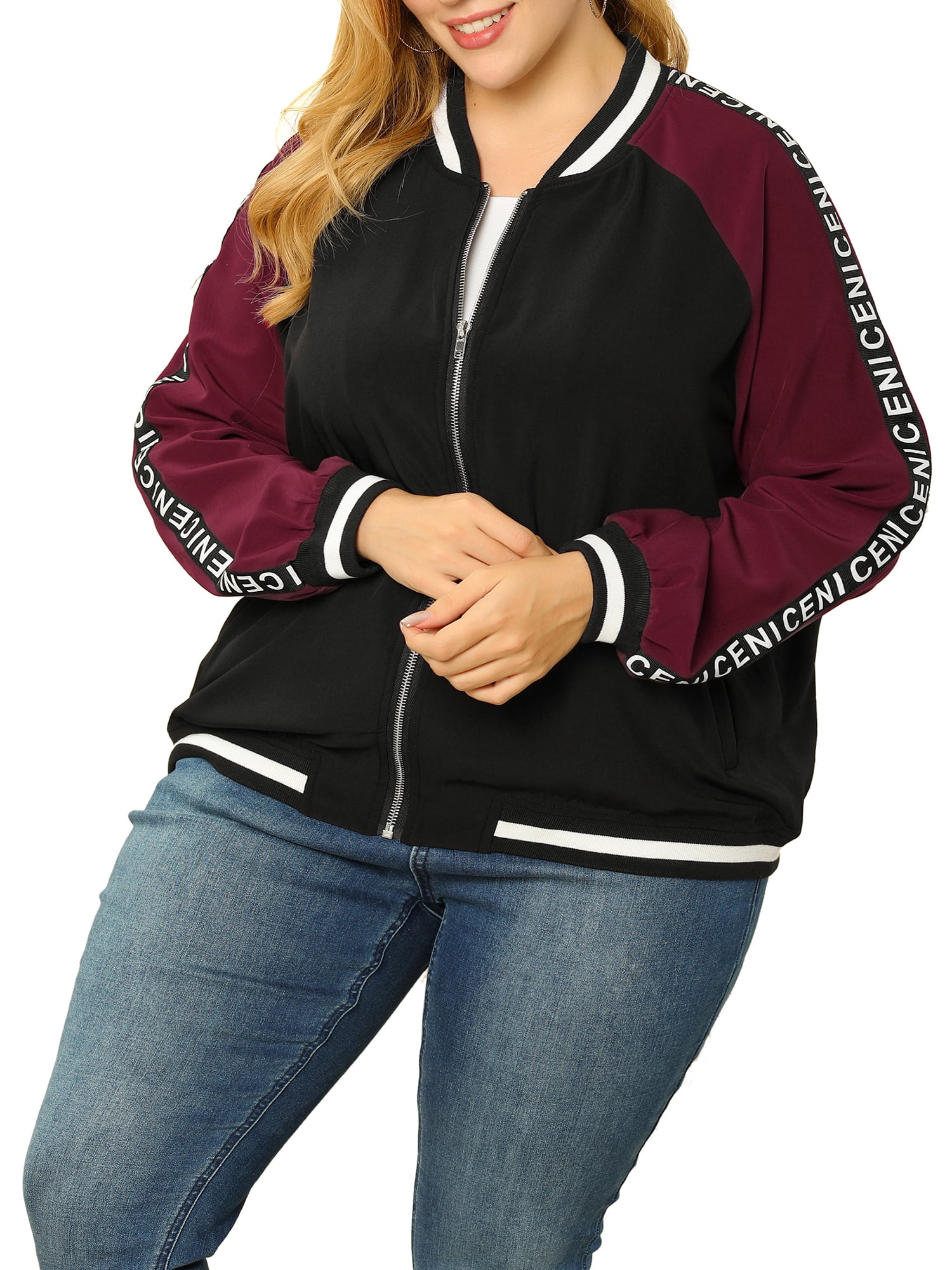 Womens Bomber Jackets Lightweight Plus Size Black Zip up Slim Fit Cropped Bomber Jacket Belted Pockets Work Casual Outerwear 