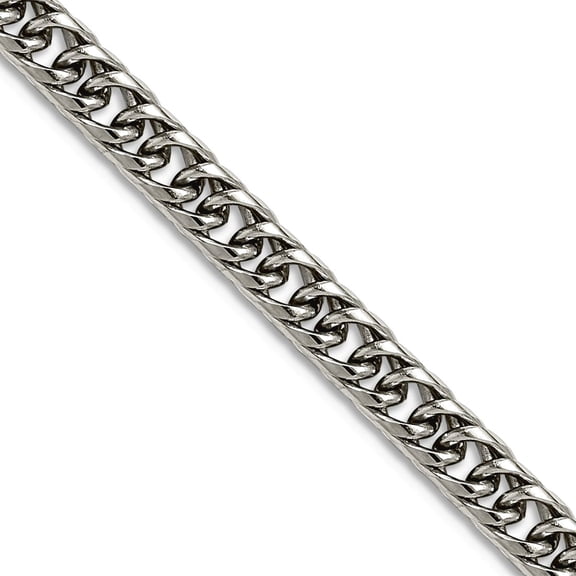 Stainless Steel Polished 5mm Double Curb Chain Necklace 24 Inch Chain Necklace for Women and Men