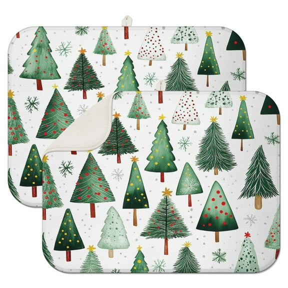 2 Pcs Merry Christmas Dish Drying Mat - 18 X 24 Inch Santa Absorbent Microfiber Kitchen Counter Mat Xmas Housewarming Gift for Home Cooks, Dish Drying Pad for Dishes, Cups, Utensils, Pots & Pans