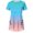 Blue, variant on Women's Ombre Gradient Short Sleeve T-Shirt, Casual Crew Neck Loose Fit Colorful Transition Top with Multiple Colors for Street Style