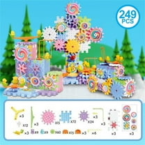 Gear Toys Interlocking Building Blocks for Kids Age3 , 249 Pcs Educational Construction Building Toys Set, Toddlers Creative STEM Montessori Toys for 3 4 5 6 Year Old Boys Girls, Spinning Toys Gifts