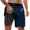 Dark Blue, variant on Men's Swim Trunks with Compression Liner, Inseam Board Shorts, 95% Polyester 5% Spandex, Drawstring Waist, Colorful Tree Patterns, for Beach & Water Sports, Multiple Sizes