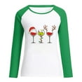 thumbnail image 4 of HKEJIAOI Haut à Manches Longues Col Rond Imprimé Verre de Vin de Noël Mode pour Femmes, 4 of 6