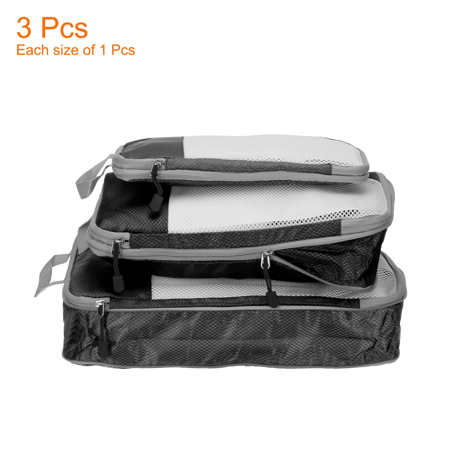Uxcell 3pcs Compression Packing Cube for Suitcases Lightweight Travel Essentials Luggage Organizers Bags, Black
